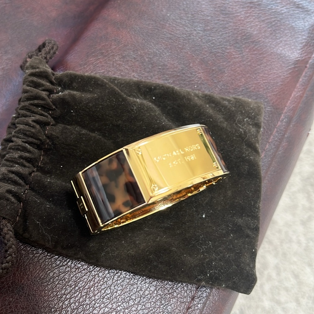 Michael Kors Gold Tortoise Shell Statement Bracel… - image 1